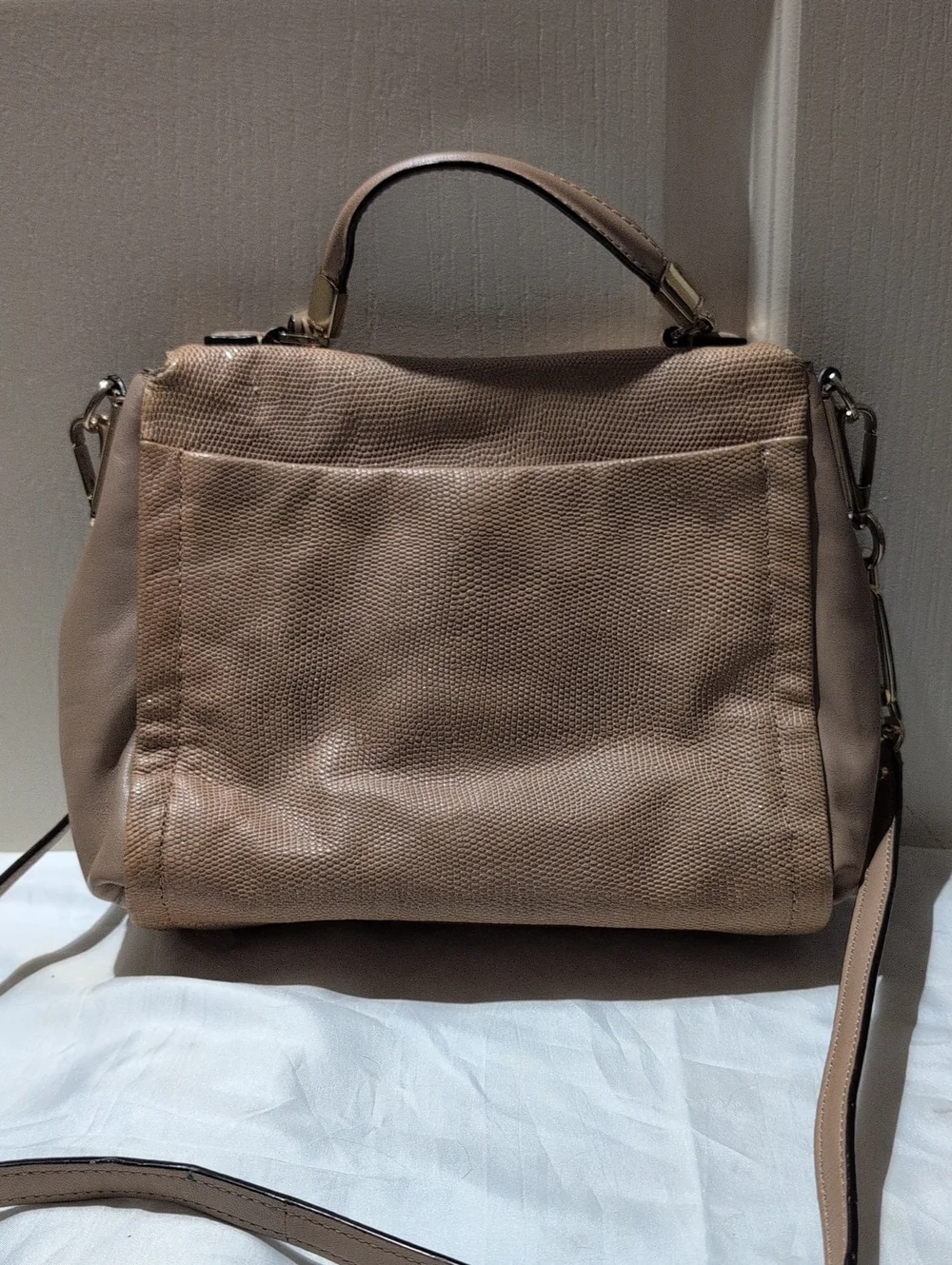 Coach Beige Leather Turnlock Satchel Shoulder Handbag